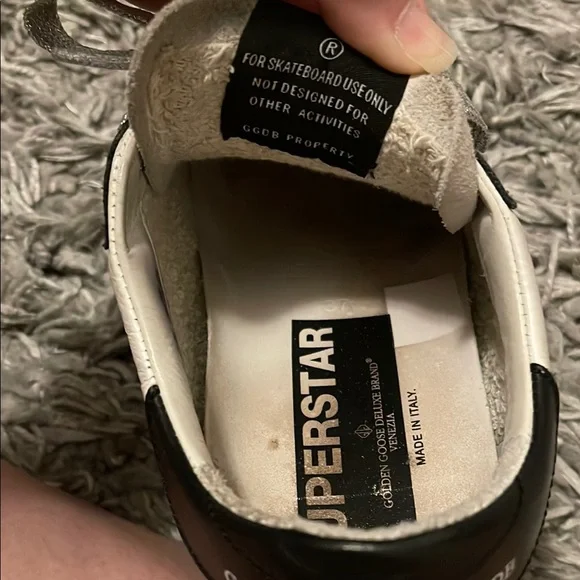 Golden Goose Black and White Distressed Sneakers - Picture 2 of 9